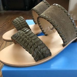 Jack Rogers Tinsley Suede Slide, Olive, 7M